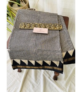Tiny Boxed Black - Silk Cotton Saree