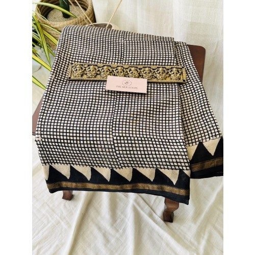 Tiny Boxed Black - Silk Cotton Saree