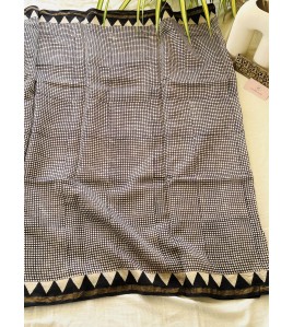 Tiny Boxed Black - Silk Cotton Saree