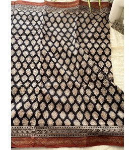 Black Floral Motif - Silk Cotton Saree