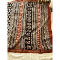 Black Floral Motif - Silk Cott... Black Floral Motif - Silk Cott...