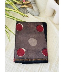 Polka Dot Cocco Brown - Silk Cotton Saree