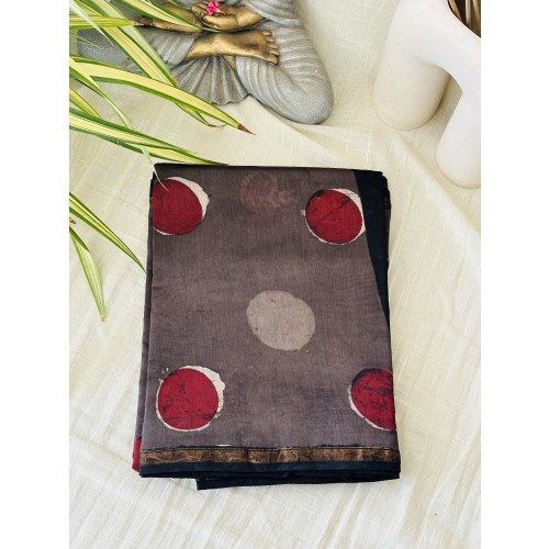 Polka Dot Cocco Brown - Silk Cotton Saree