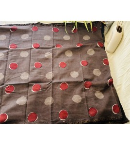 Polka Dot Cocco Brown - Silk Cotton Saree