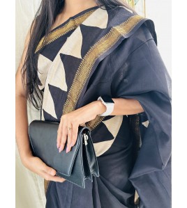 Black Fairy Triangle - Silk Cotton Saree