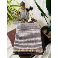 Coffee Grey Stripe-Silk Cotton... Coffee Grey Stripe-Silk Cotton...