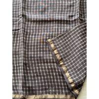 Coffee Grey Checked-Silk Cotto... Coffee Grey Checked-Silk Cotto...