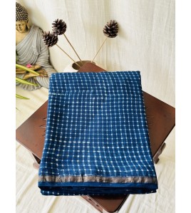Blue Galaxy Dots-Silk Cotton Saree