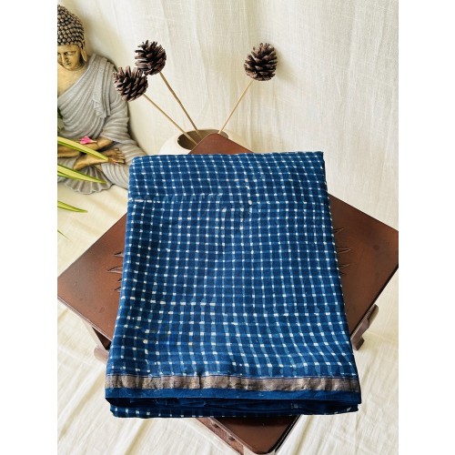 Blue Galaxy Dots-Silk Cotton Saree